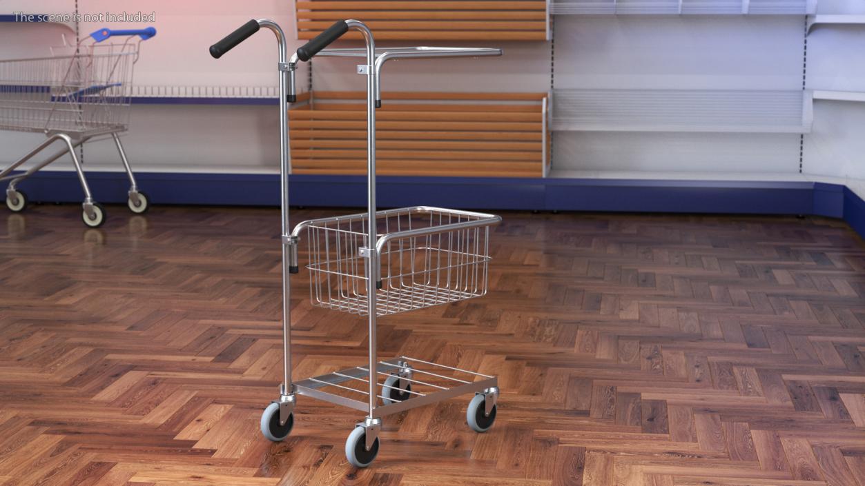 3D Chrome Mini Trolley with Shelf and Basket