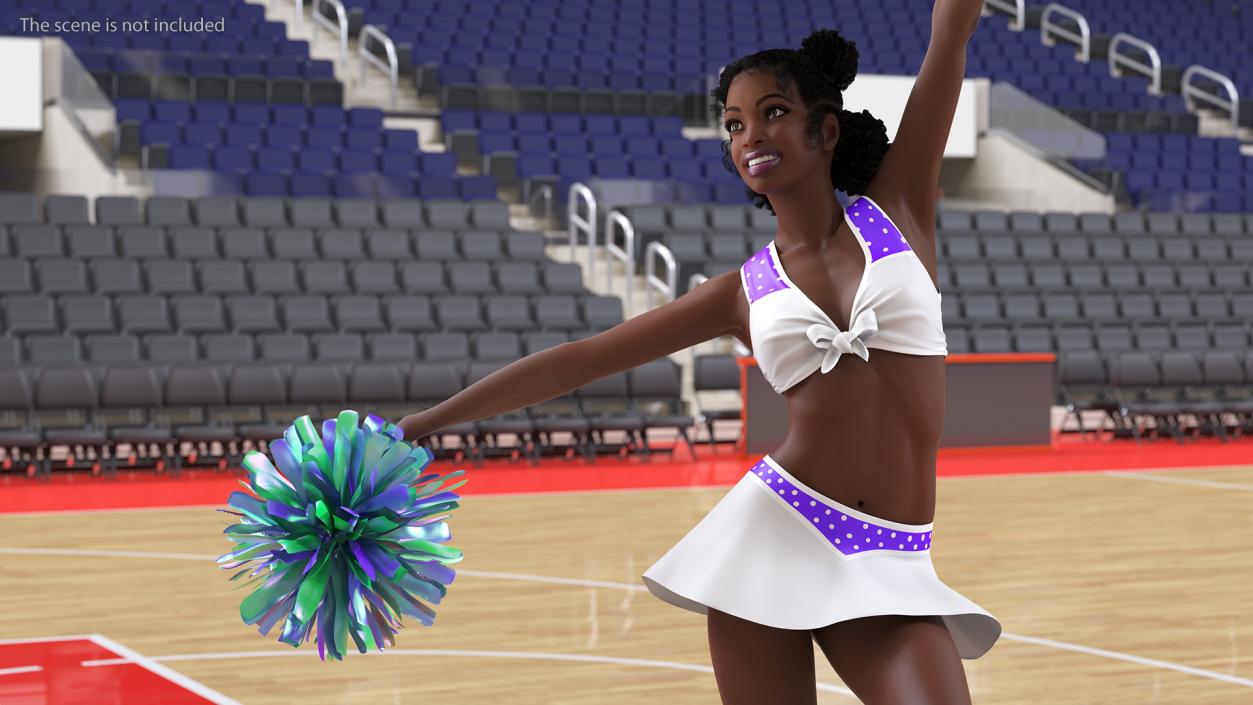 Young Black Woman Cheerleader 3D model