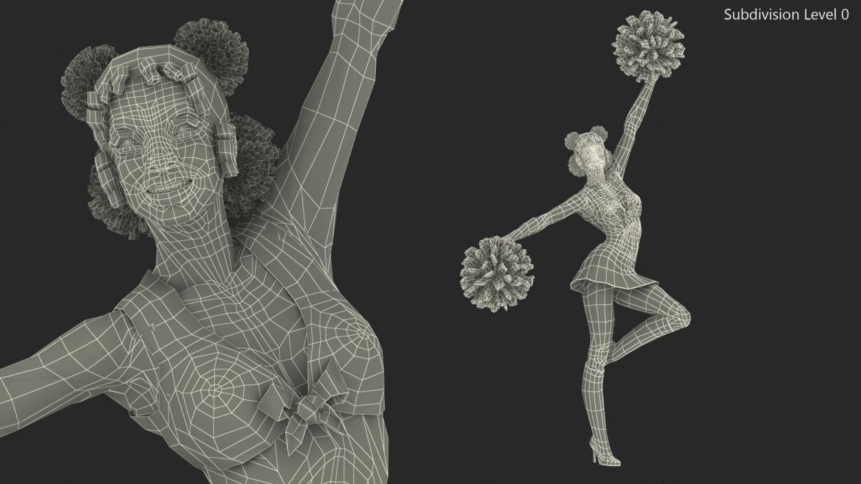 Young Black Woman Cheerleader 3D model