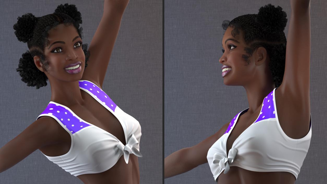 Young Black Woman Cheerleader 3D model