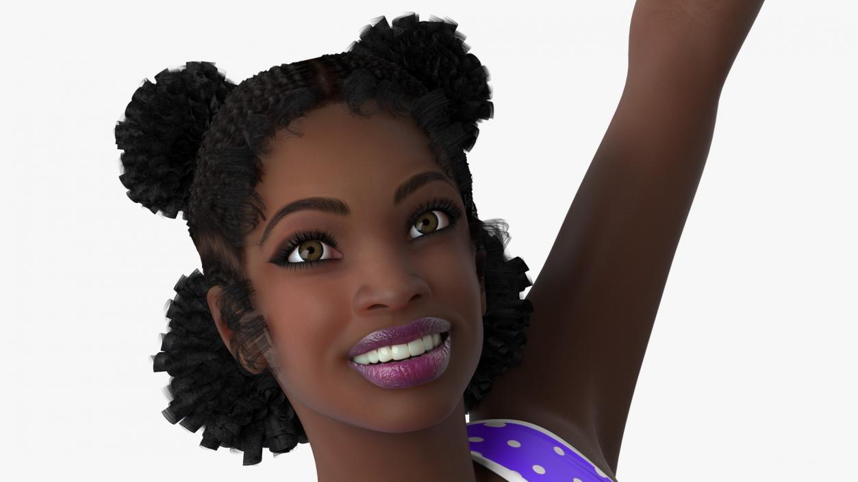 Young Black Woman Cheerleader 3D model