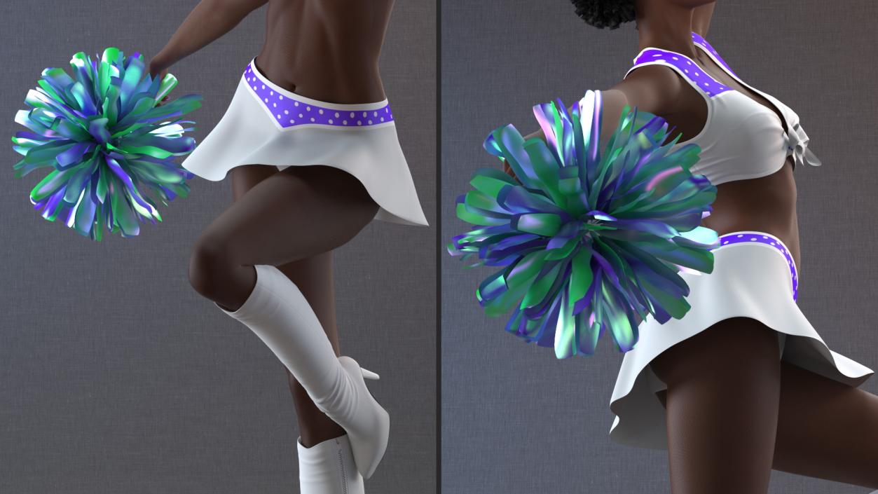 Young Black Woman Cheerleader 3D model