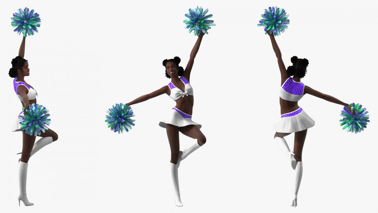 Young Black Woman Cheerleader 3D model