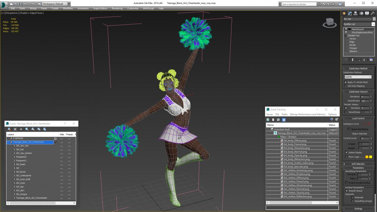 Young Black Woman Cheerleader 3D model