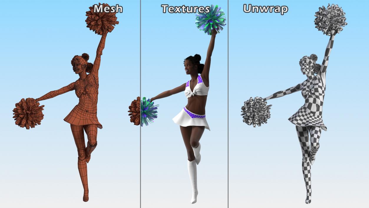 Young Black Woman Cheerleader 3D model