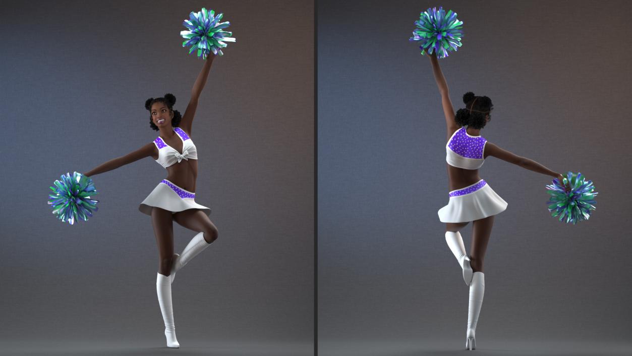 Young Black Woman Cheerleader 3D model