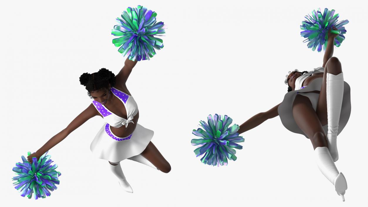 Young Black Woman Cheerleader 3D model