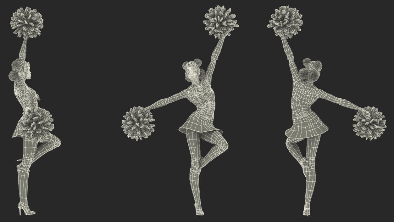 Young Black Woman Cheerleader 3D model