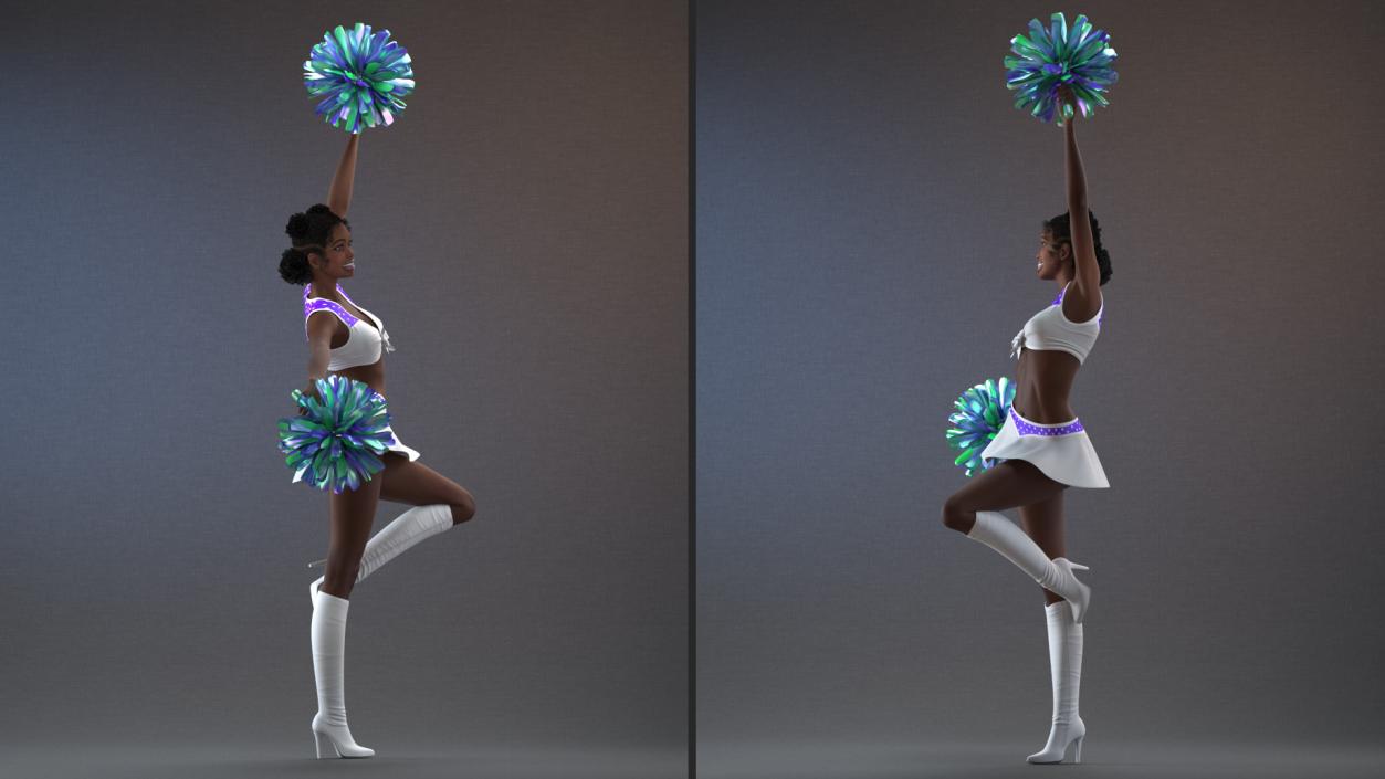 Young Black Woman Cheerleader 3D model