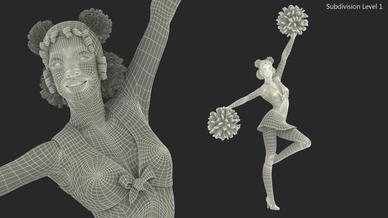 Young Black Woman Cheerleader 3D model