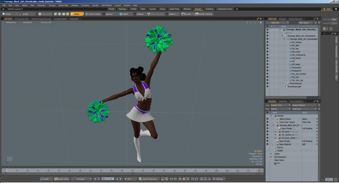 Young Black Woman Cheerleader 3D model