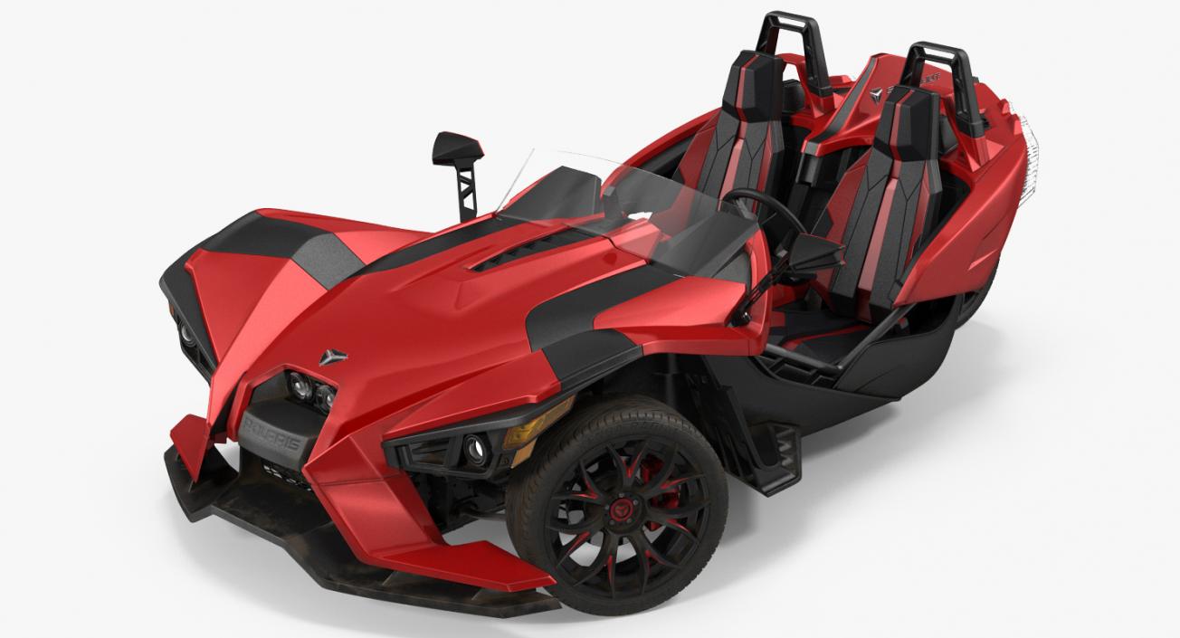 Polaris Slingshot Trike Red Rigged 3D model