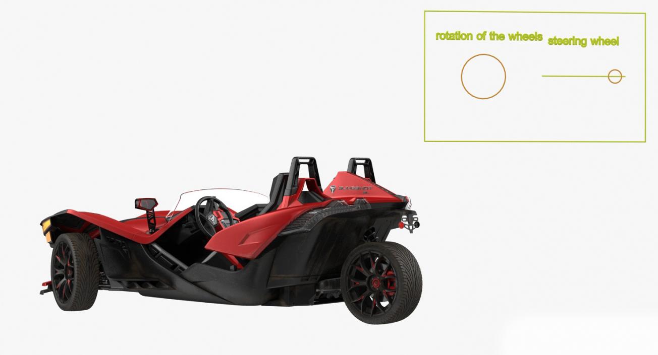 Polaris Slingshot Trike Red Rigged 3D model