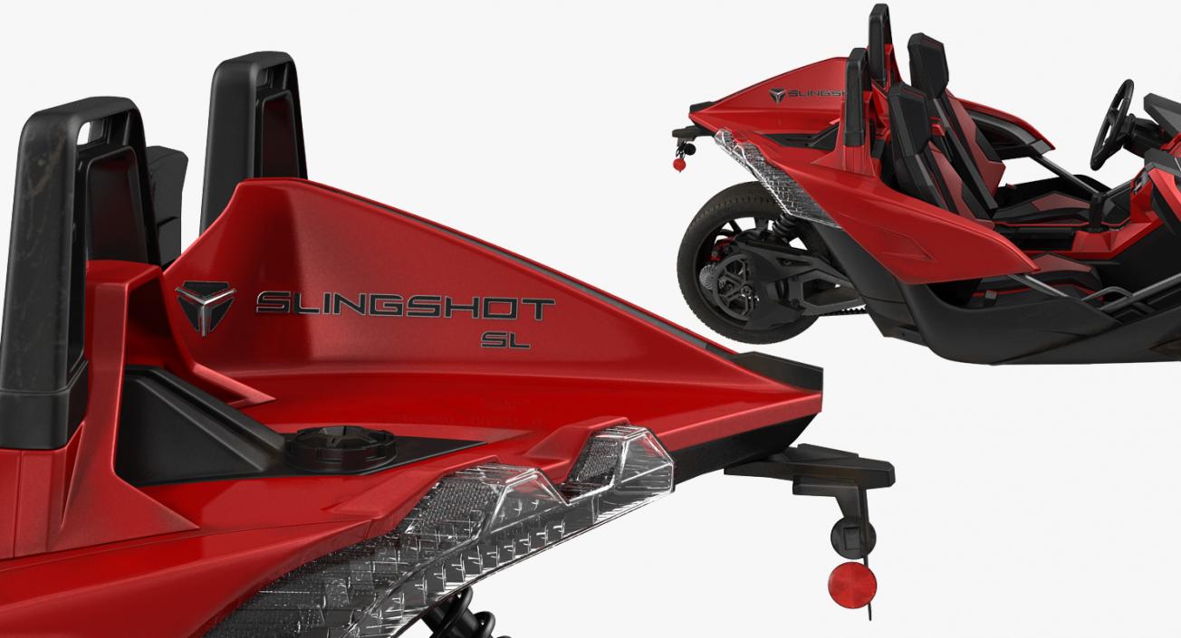 Polaris Slingshot Trike Red Rigged 3D model