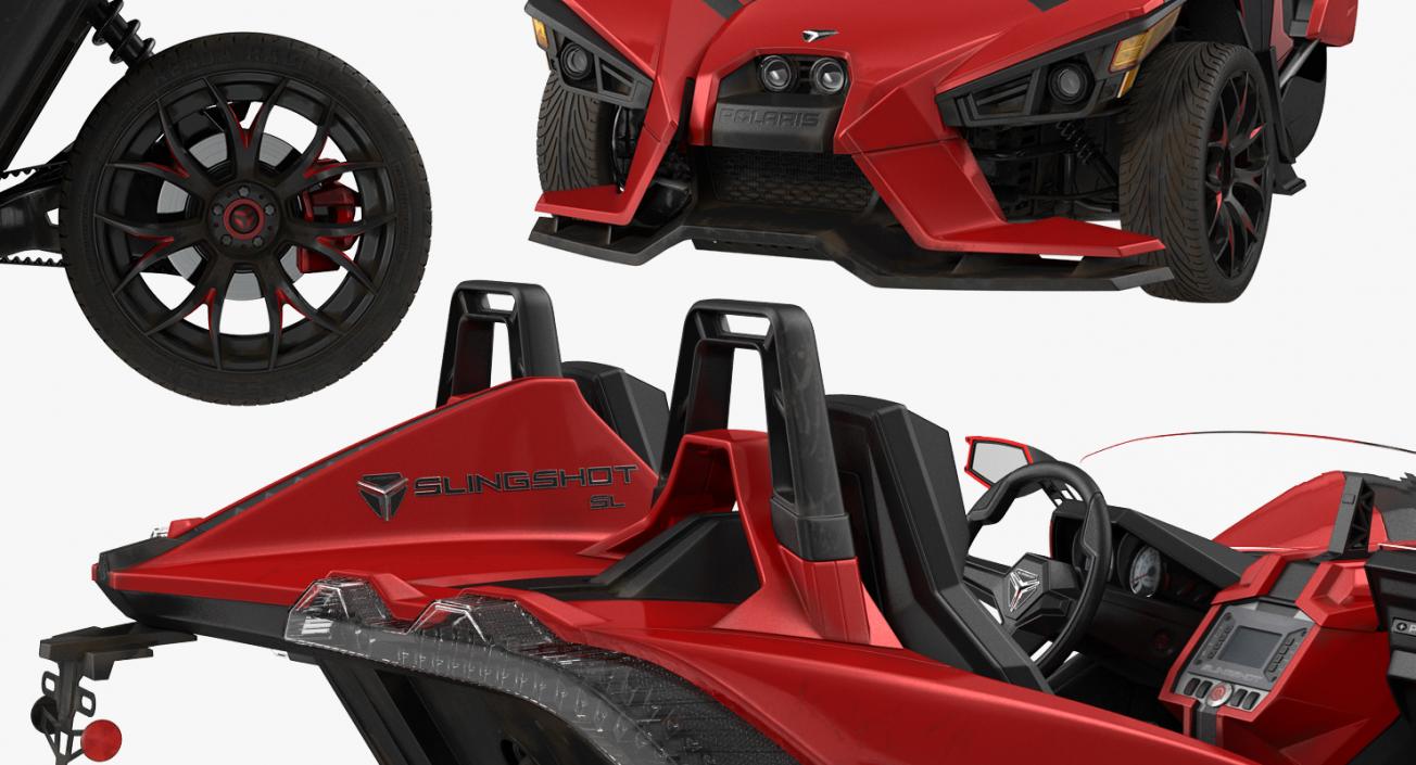 Polaris Slingshot Trike Red Rigged 3D model