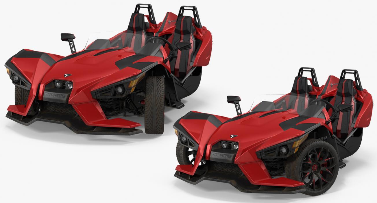 Polaris Slingshot Trike Red Rigged 3D model