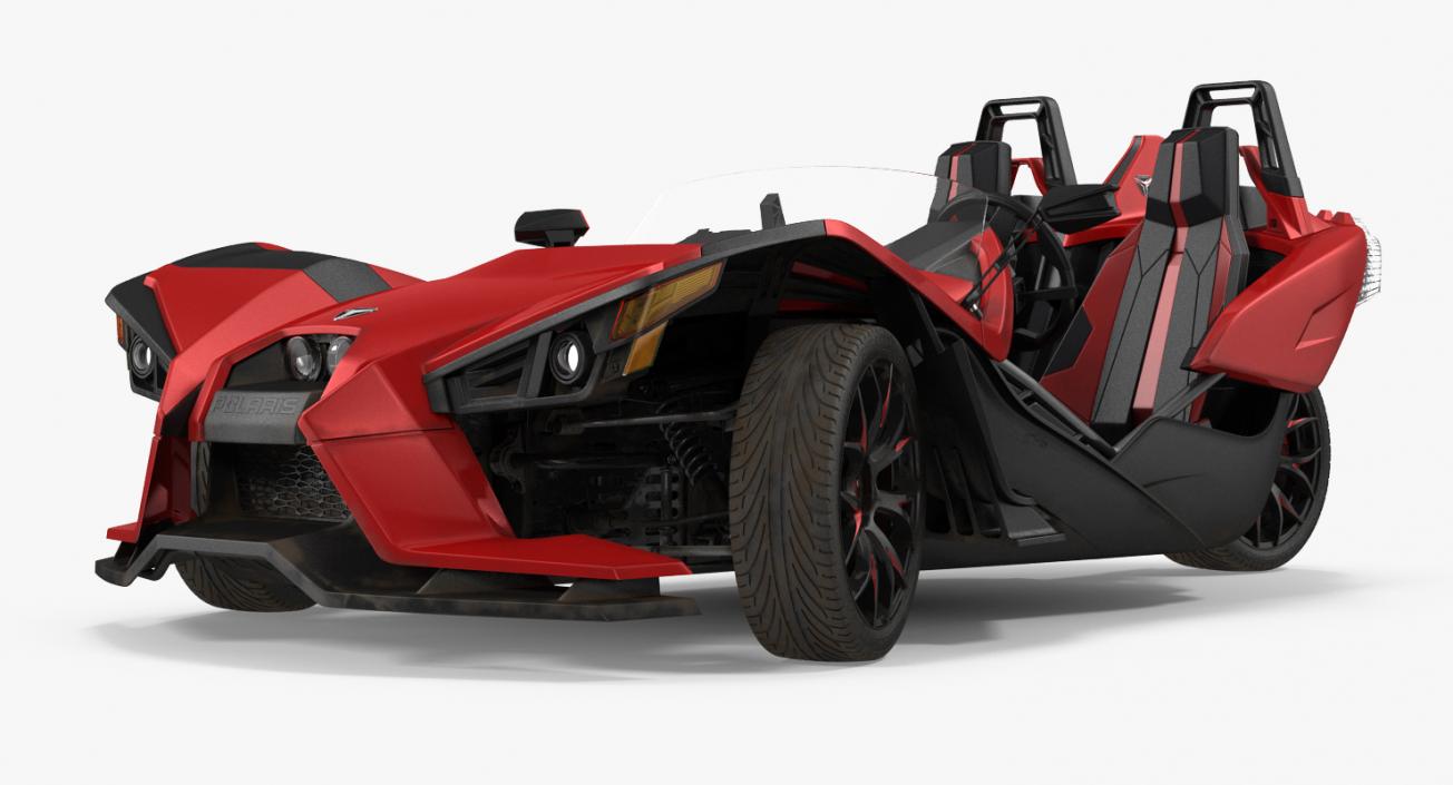 Polaris Slingshot Trike Red Rigged 3D model