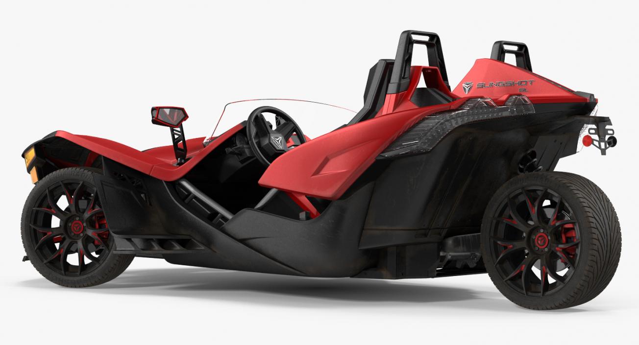 Polaris Slingshot Trike Red Rigged 3D model