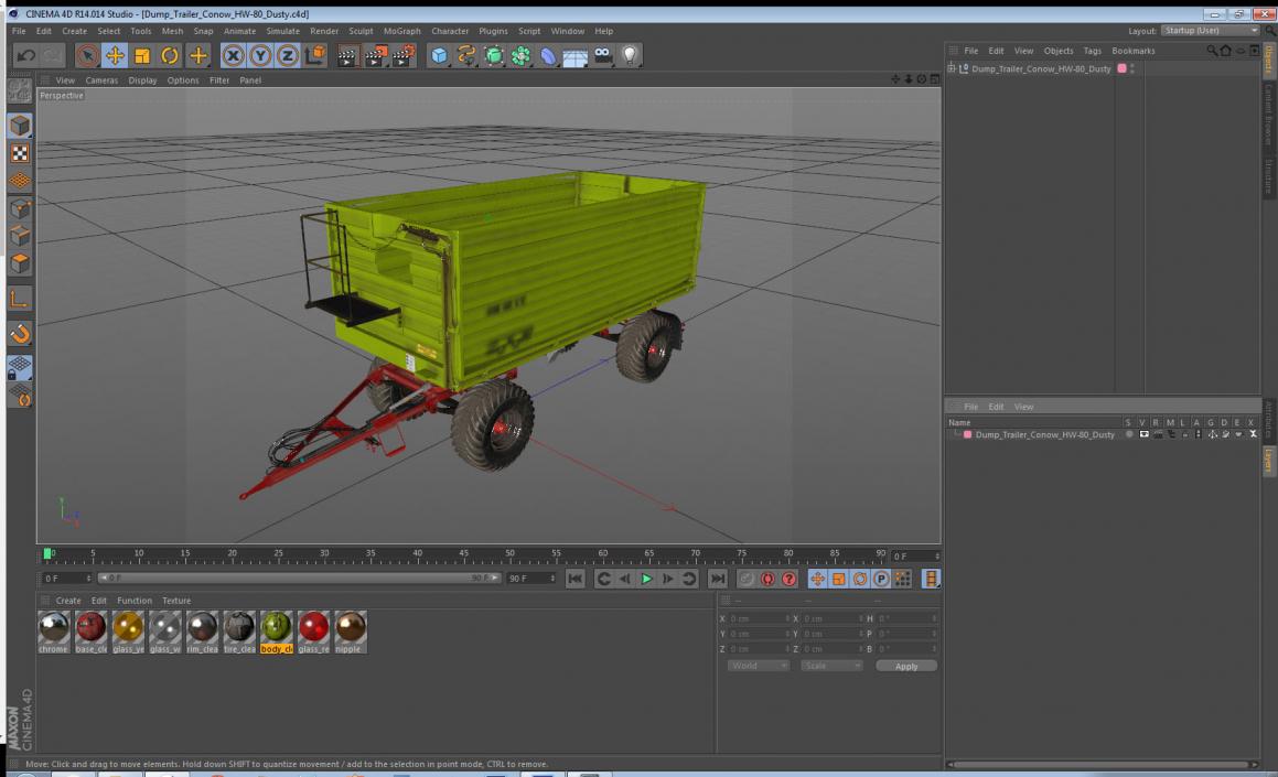 3D model Dump Trailer Conow HW-80 Dusty