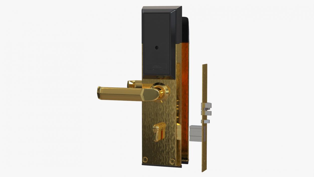 3D Electronic Hotel Door Lock System Gold model