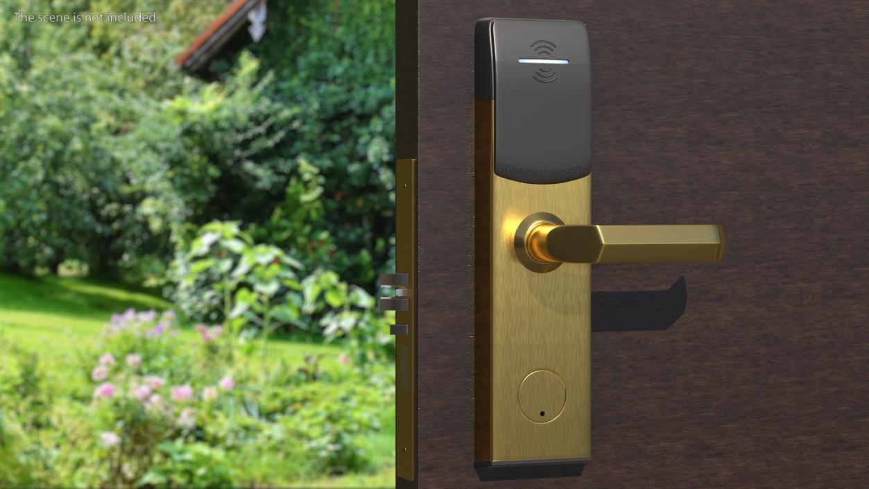 3D Electronic Hotel Door Lock System Gold model