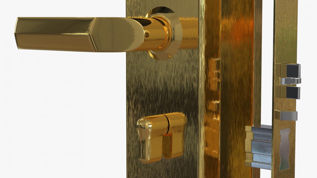 3D Electronic Hotel Door Lock System Gold model