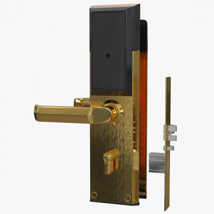 3D Electronic Hotel Door Lock System Gold model