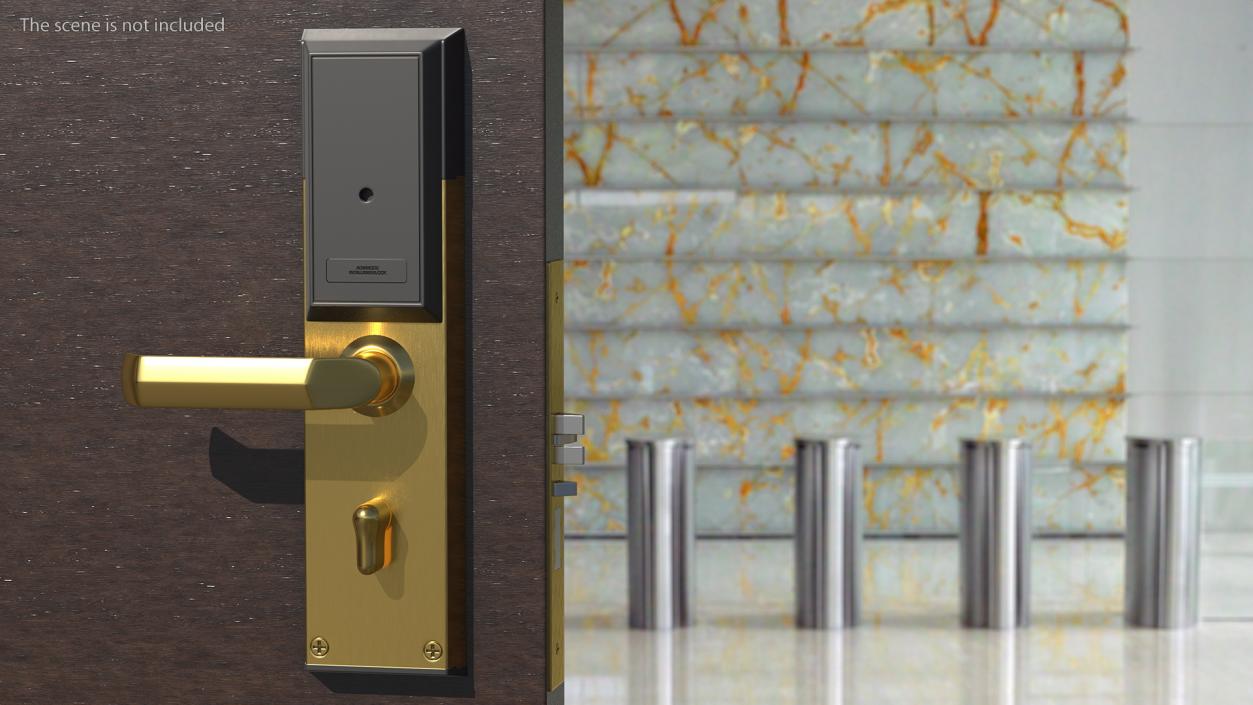 3D Electronic Hotel Door Lock System Gold model