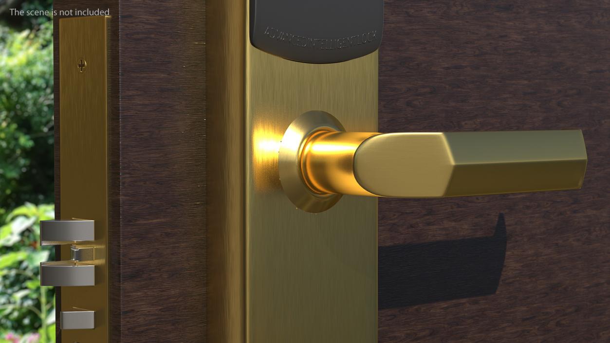 3D Electronic Hotel Door Lock System Gold model