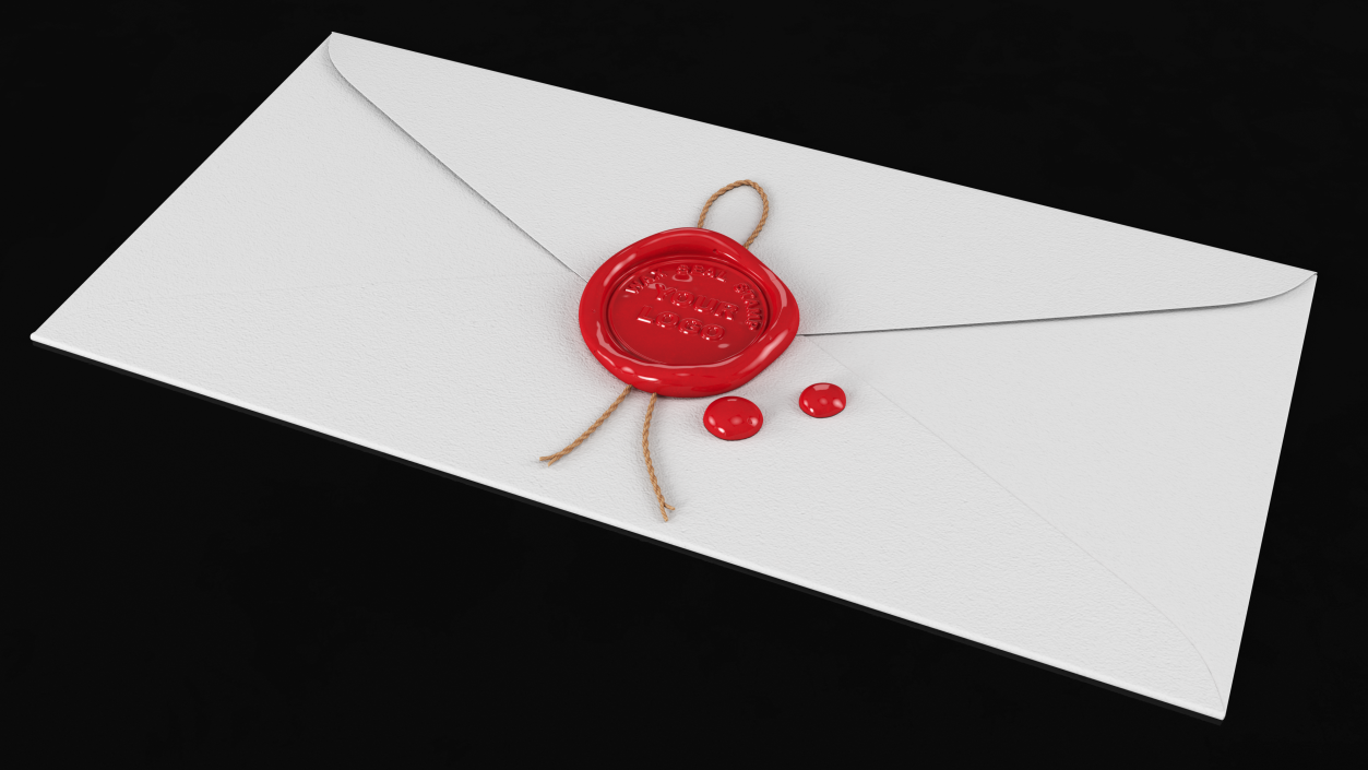 Paper Envelope with Red Wax Seal 3D