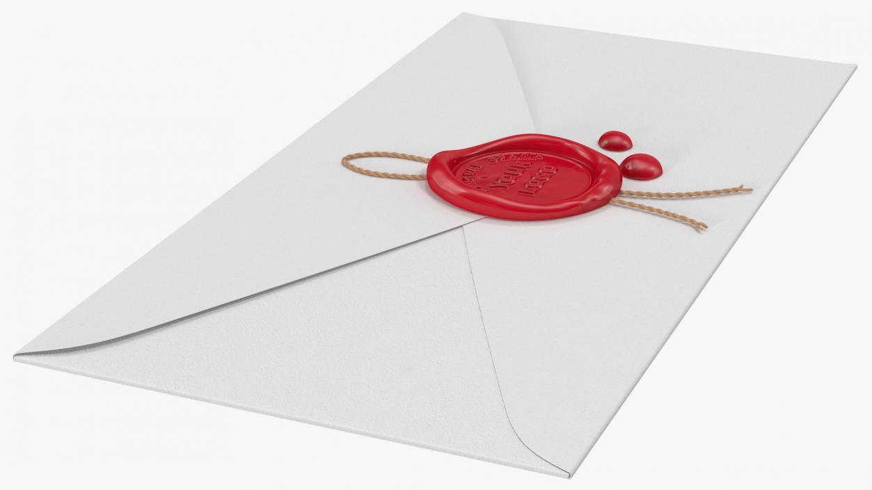 Paper Envelope with Red Wax Seal 3D