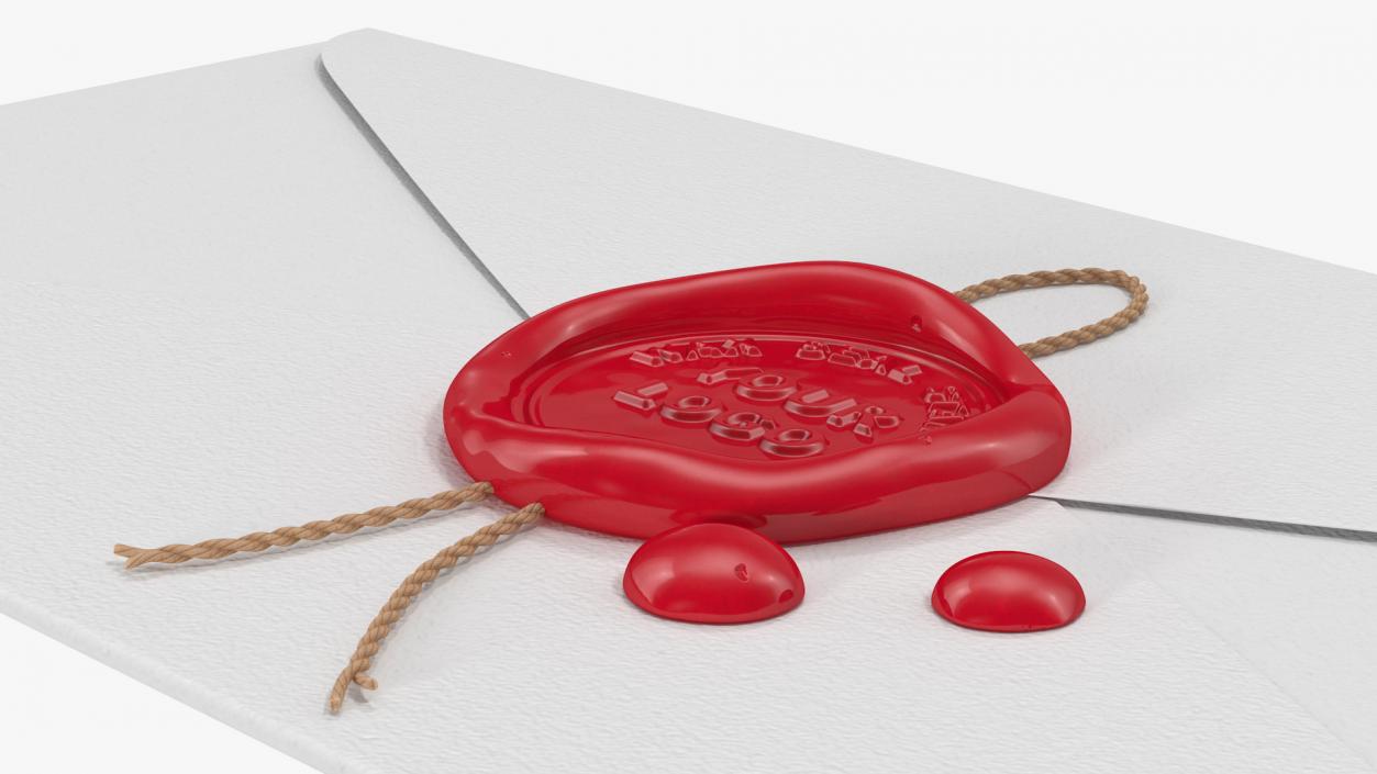 Paper Envelope with Red Wax Seal 3D