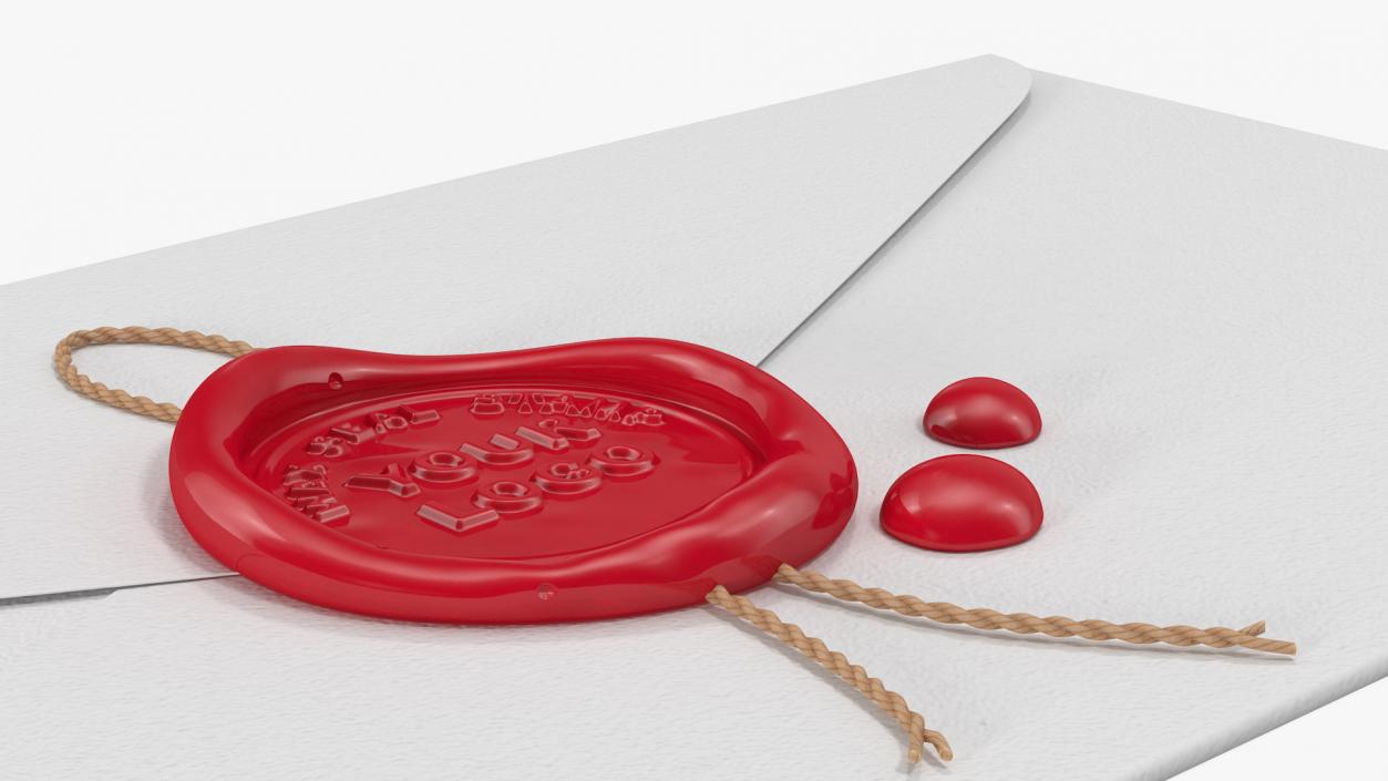 Paper Envelope with Red Wax Seal 3D