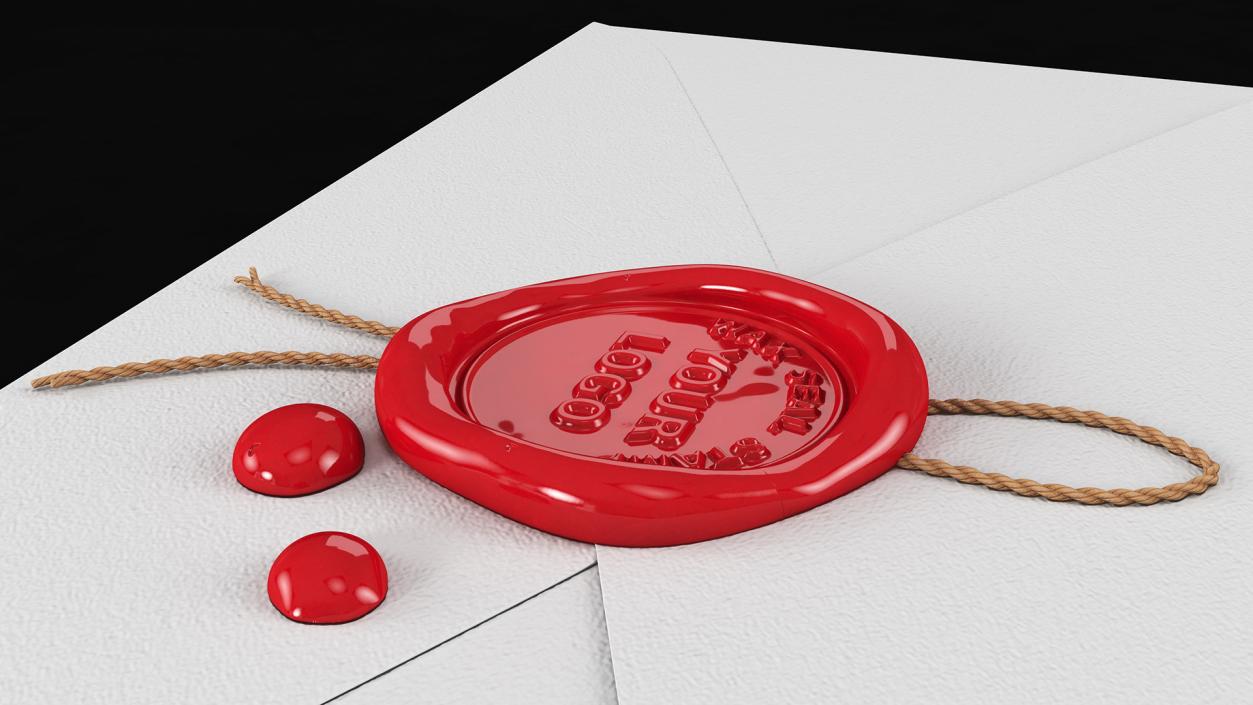 Paper Envelope with Red Wax Seal 3D