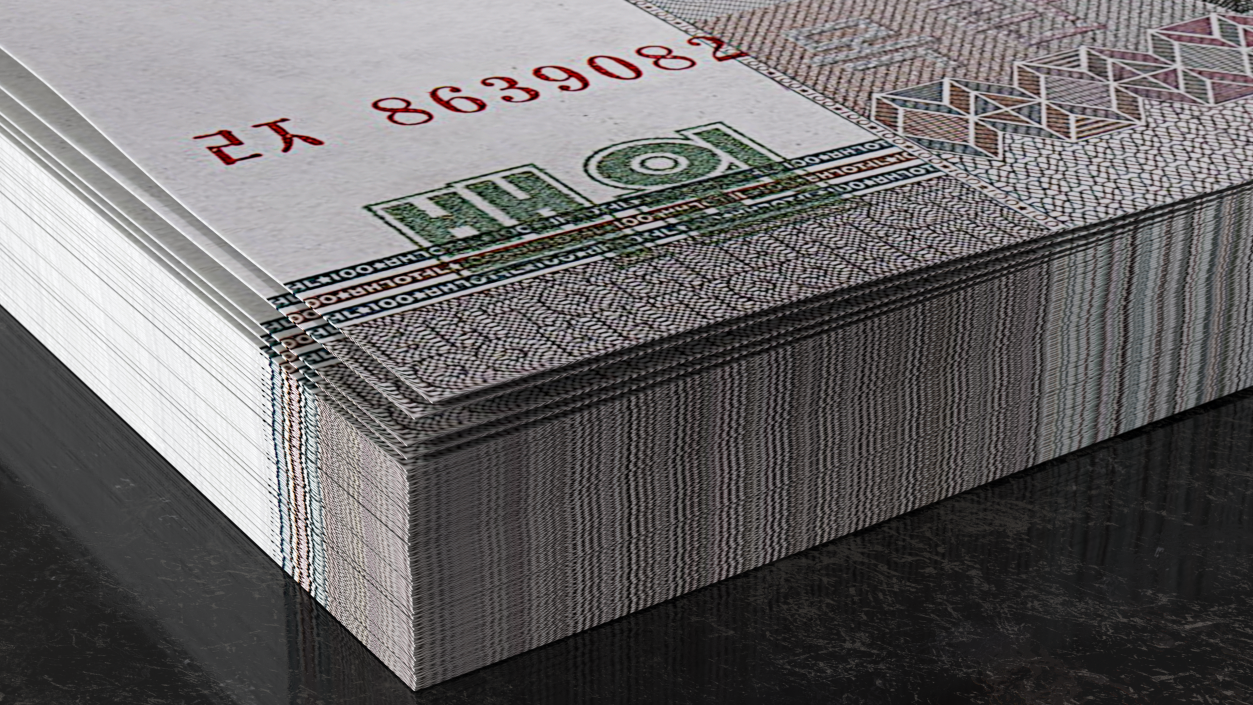 North Korea 100 Won Banknotes Pack 3D model