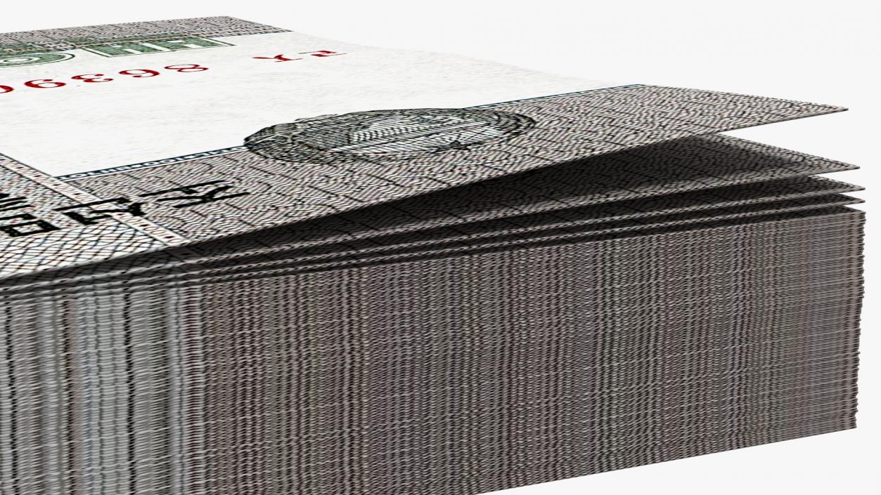 North Korea 100 Won Banknotes Pack 3D model