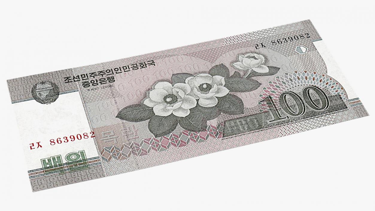 North Korea 100 Won Banknotes Pack 3D model