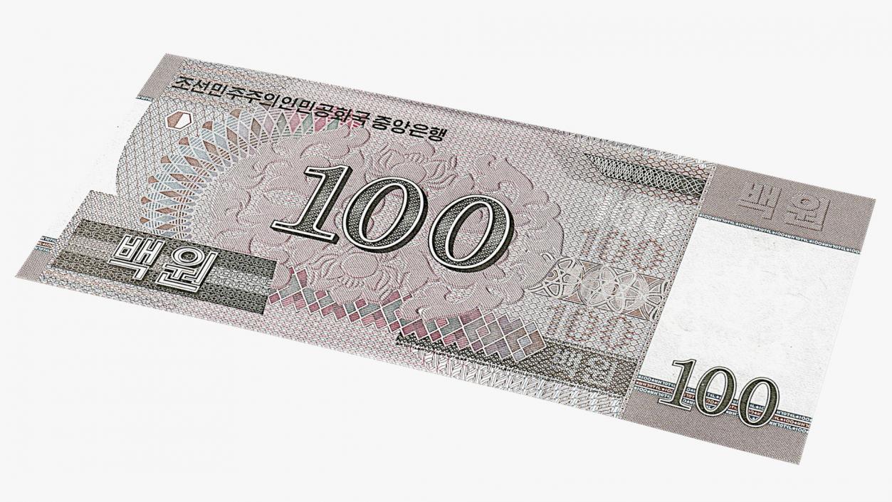 North Korea 100 Won Banknotes Pack 3D model