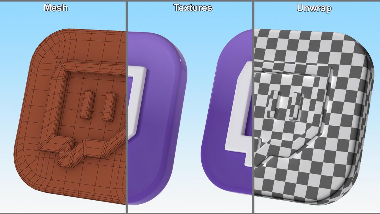 3D Twitch Social Media Icon 2