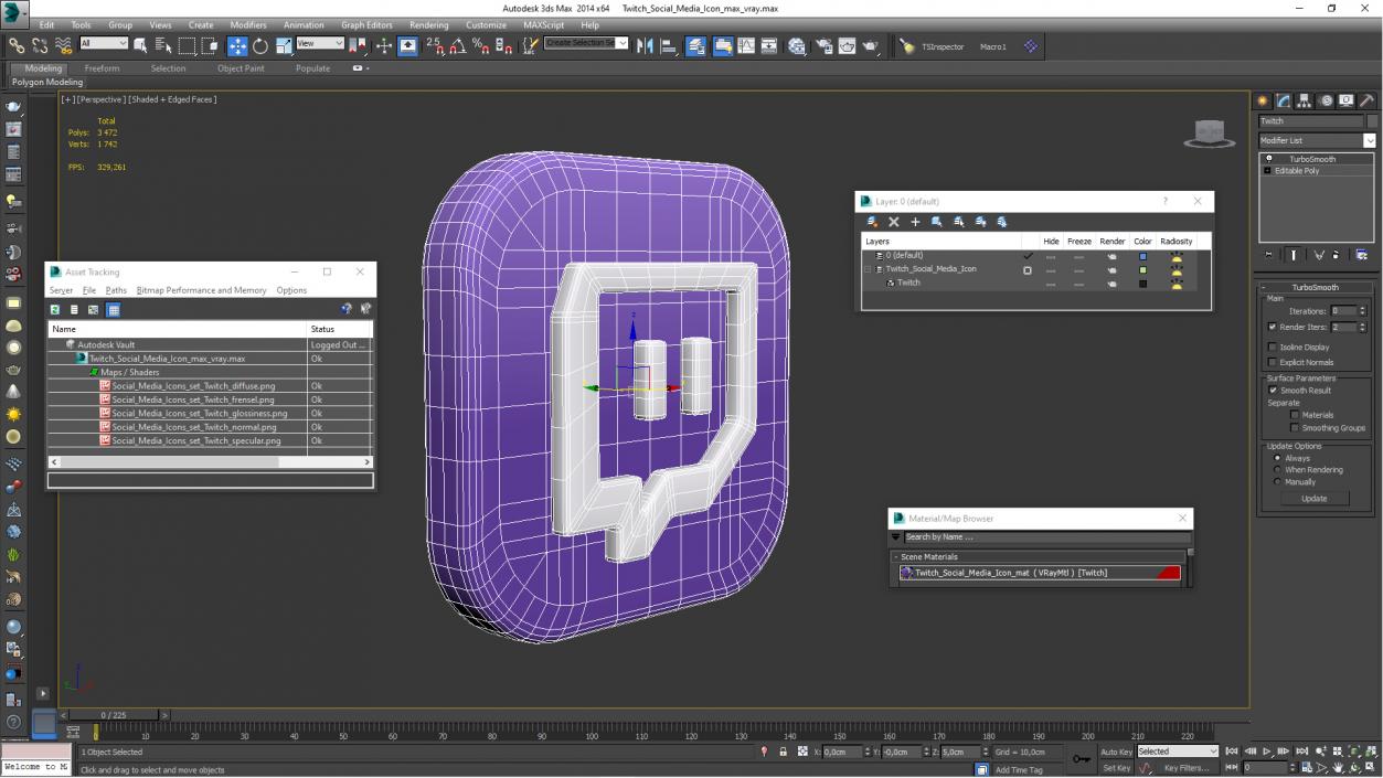 3D Twitch Social Media Icon 2