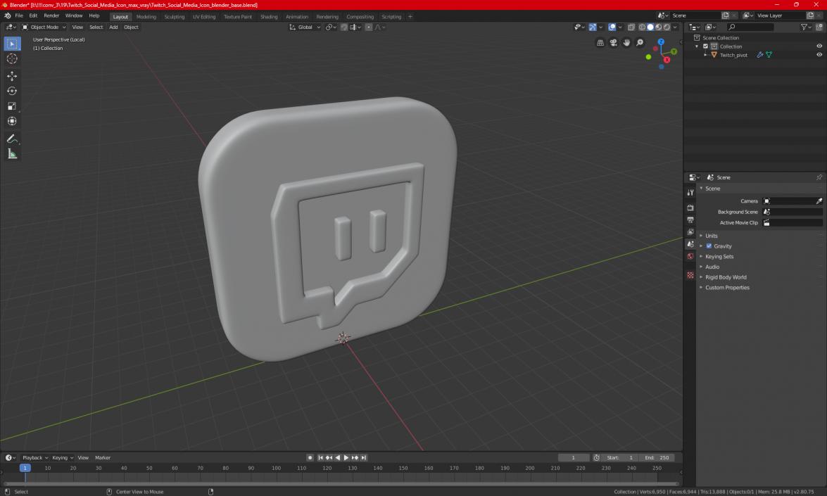 3D Twitch Social Media Icon 2