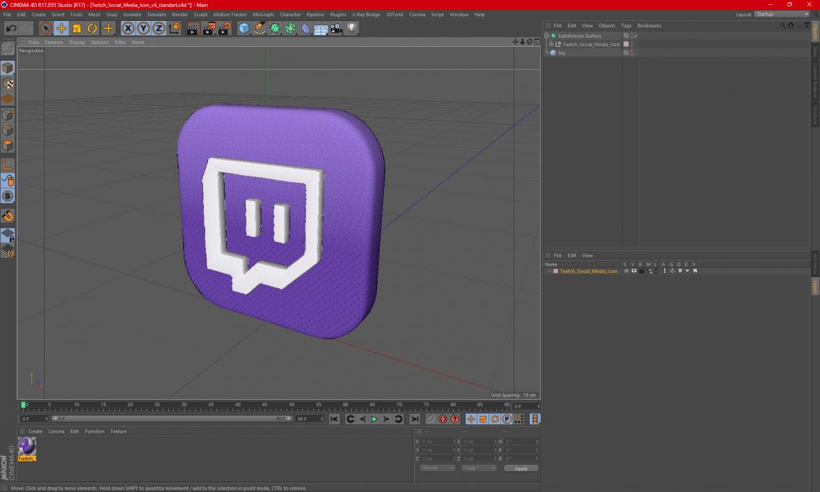 3D Twitch Social Media Icon 2