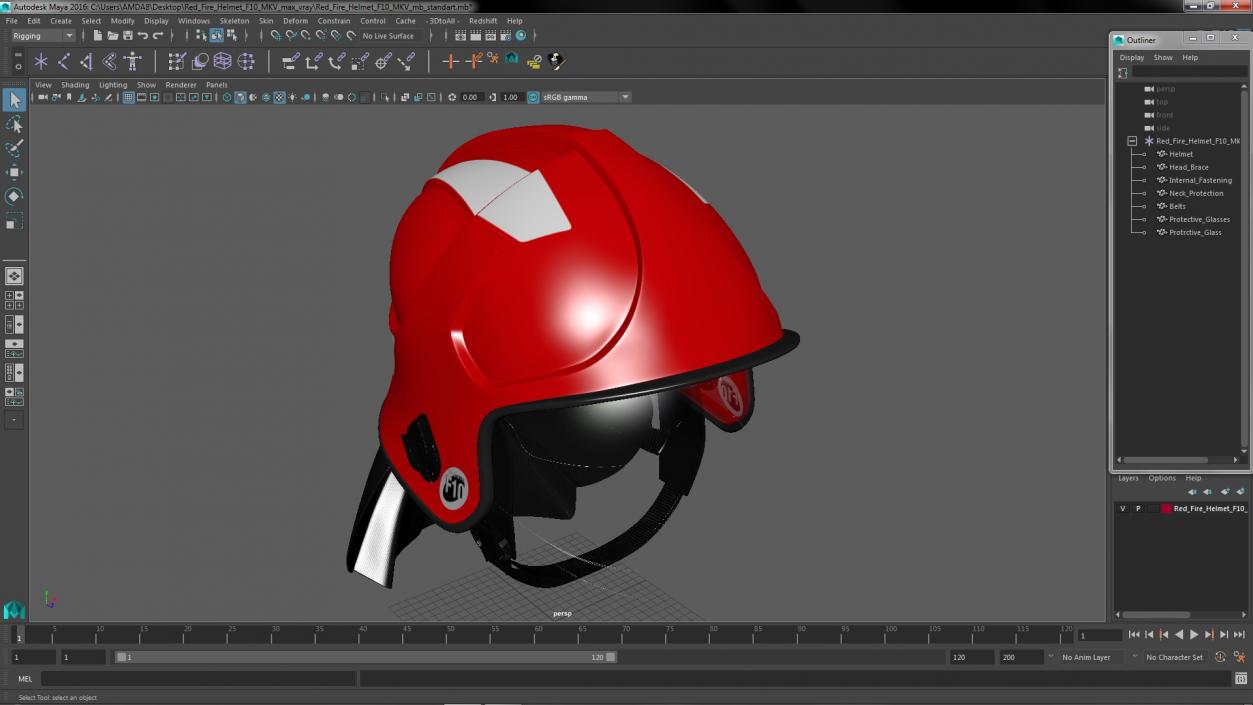 3D Red Fire Helmet F10 MKV model