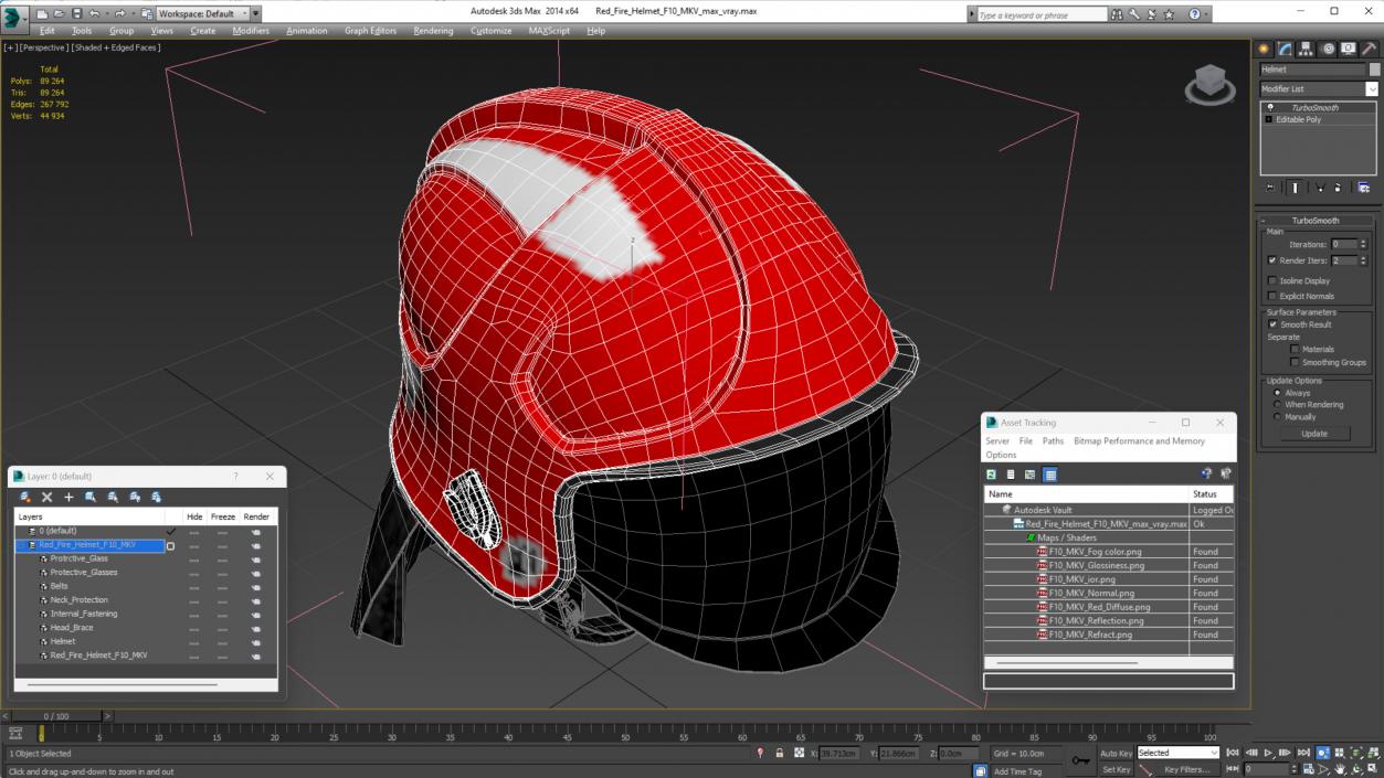 3D Red Fire Helmet F10 MKV model