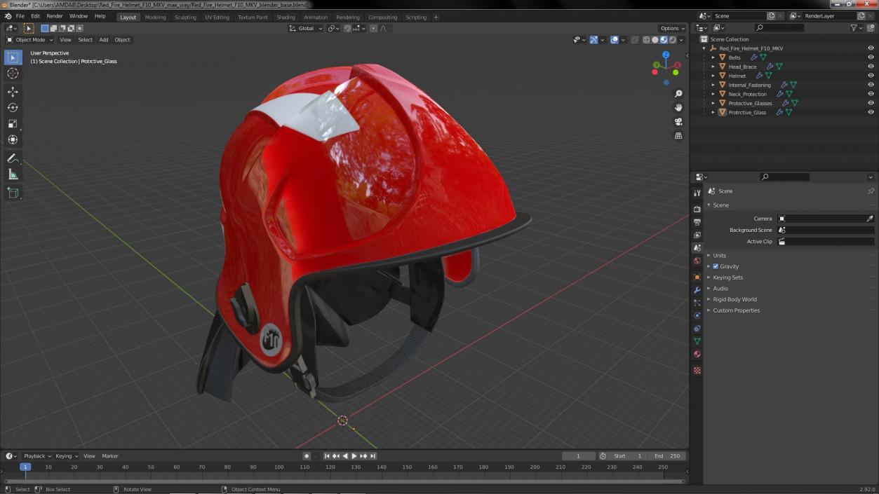 3D Red Fire Helmet F10 MKV model