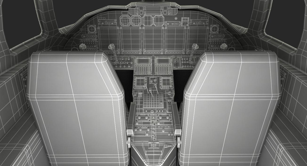 Business Jet Interior with Cockpit 3D model