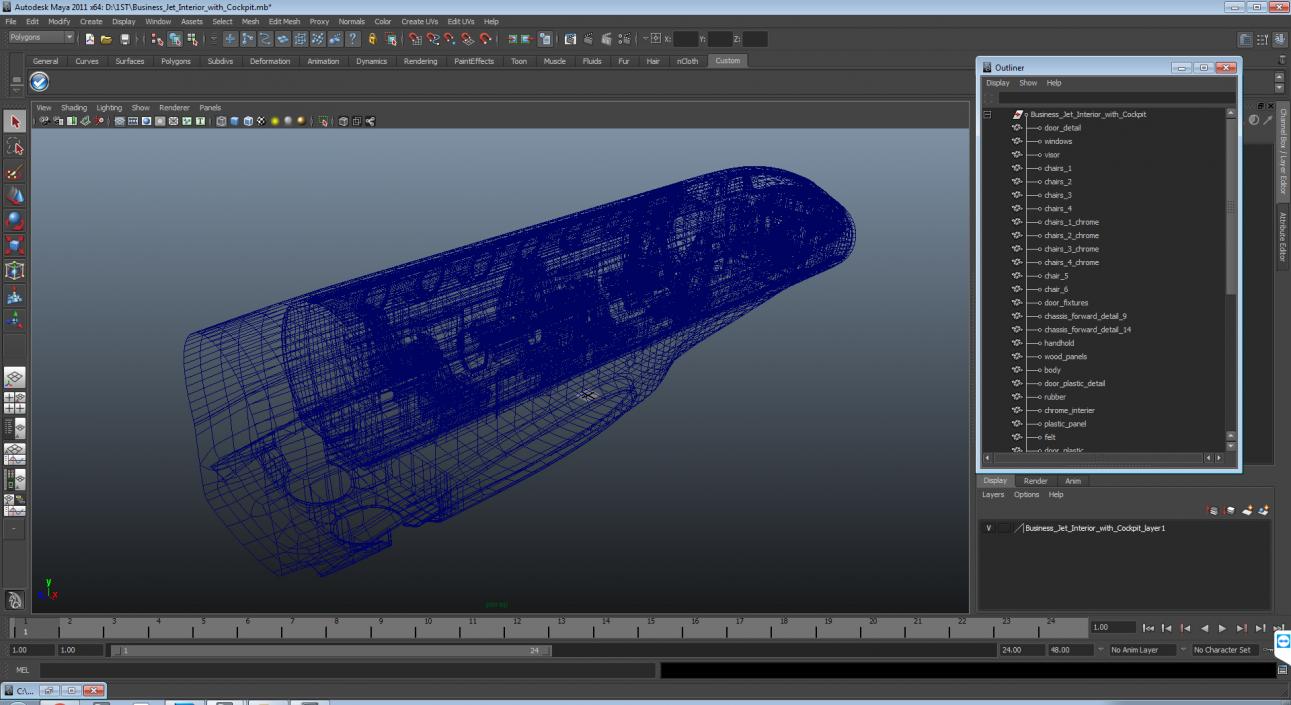 Business Jet Interior with Cockpit 3D model