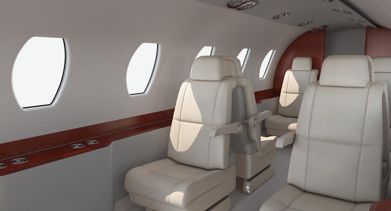 Business Jet Interior with Cockpit 3D model