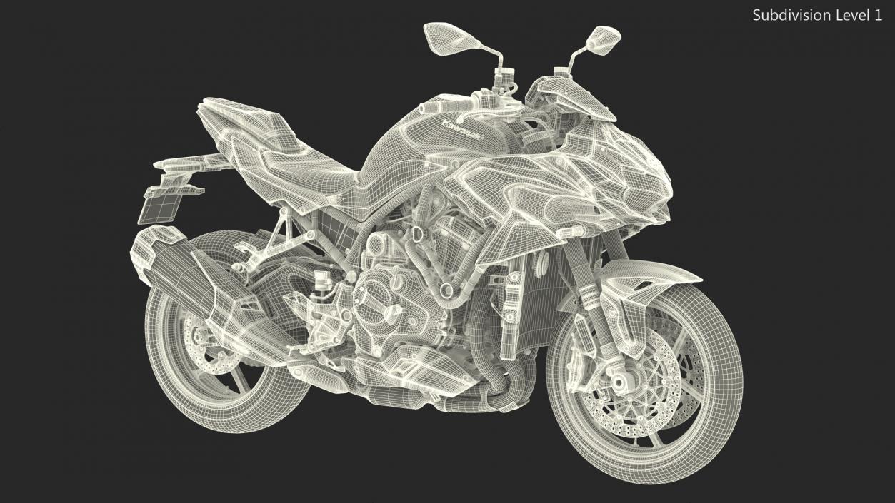 3D model Kawasaki Z H2 2023 Motorbike Rigged