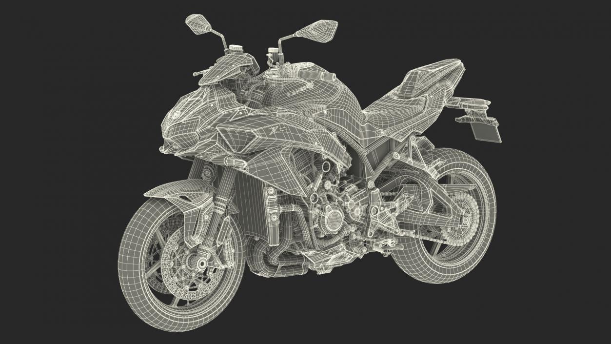 3D model Kawasaki Z H2 2023 Motorbike Rigged